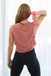 Cropped pink muscle tee singlet plain 