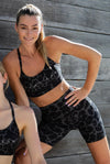 Laetitia Grey Leopard Print Womens Mid Bike Shorts