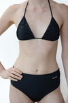 black triangle bikini set with high waist