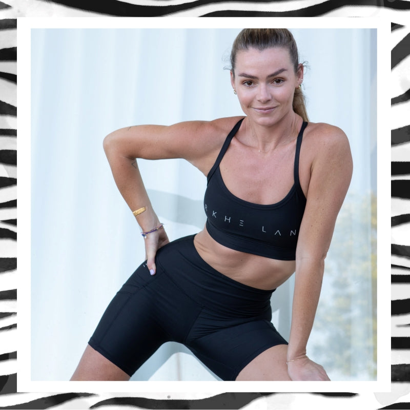 australian activewear black shorts with pockets crop set