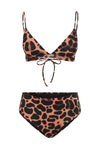 leopard print bikini top eco swimwear straps high waist bottoms