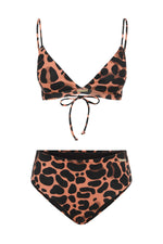 leopard print bikini top eco swimwear straps high waist bottoms