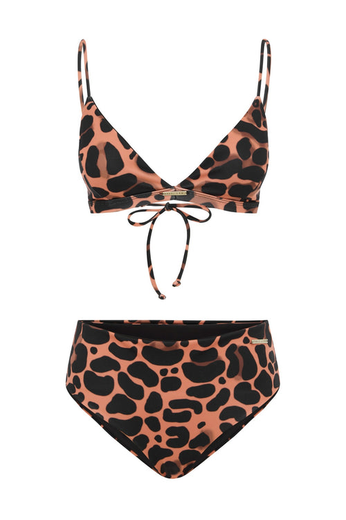 leopard print bikini top eco swimwear straps