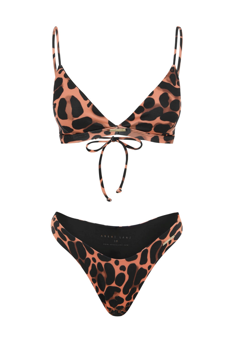 leopard print bikini top eco swimwear straps