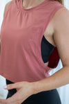 Cropped Pink ‘Be Fierce’ Singlet Moisture Wicking