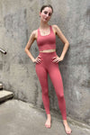 pink crop top and cropped leggings set