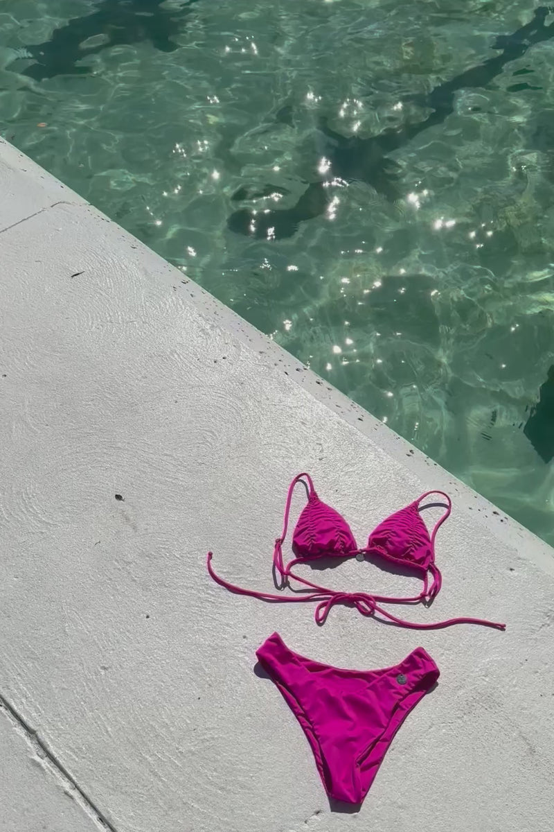 hot pink cheeky high waist bikini separates