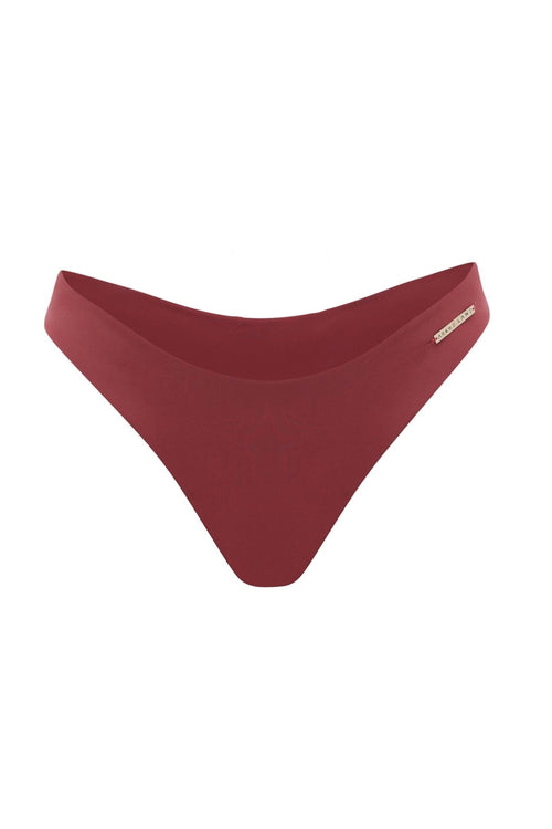 high waist cheeky rusty pink maroon bikini bottom