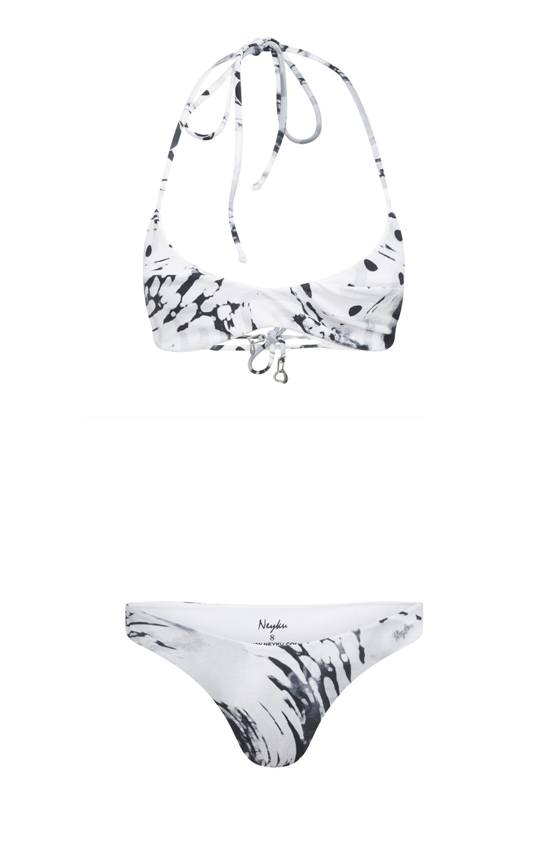 white print bikini separates