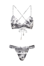 greys palm tree padded bikini set