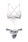 greys palm tree padded bikini set