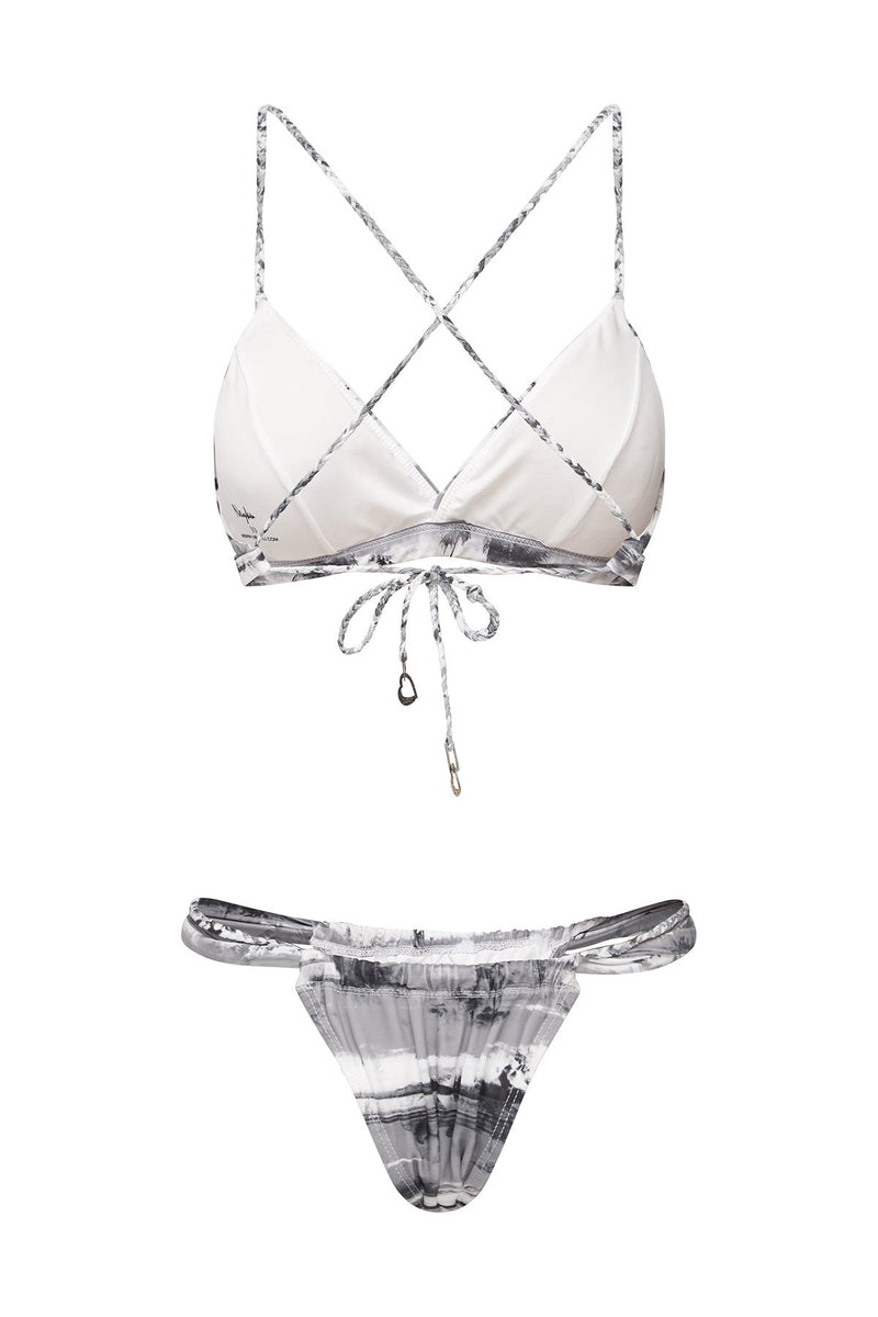 greys palm tree padded bikini set