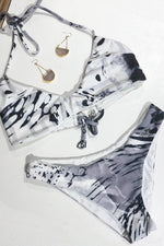 white print bikini separates