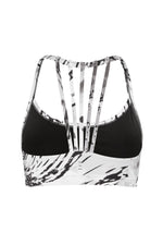 White black print crop top