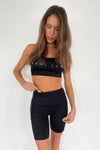 best black crop top shorts with pocked set