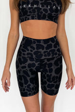 Black grey leopard print activewear