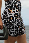 pockets leopard print activewear high waist shorts
