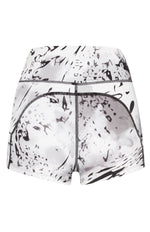 mid waist short activewear short pockets white print