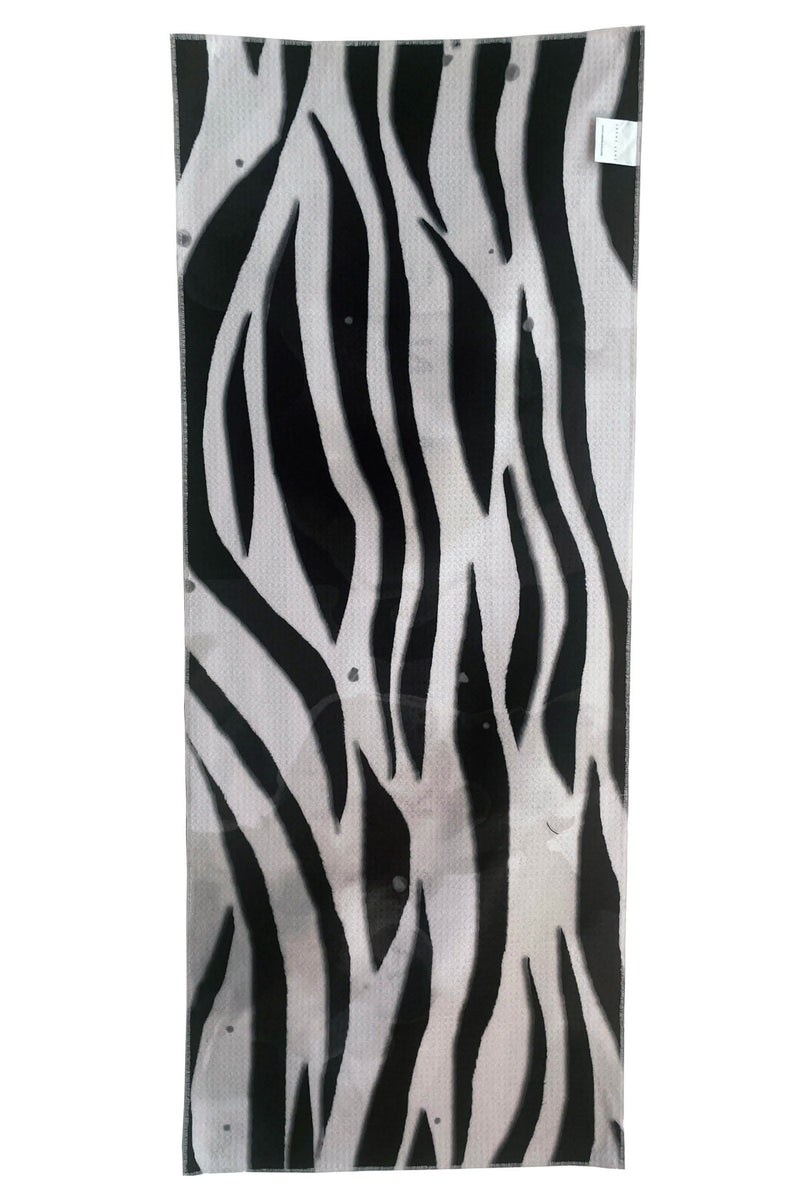 Australian made tiger print GYM towel recycled black white