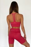 Red crop tops seamless feel comfortable