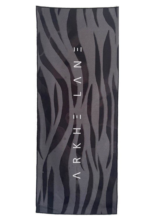 australian made tiger print GYM towel recycled black